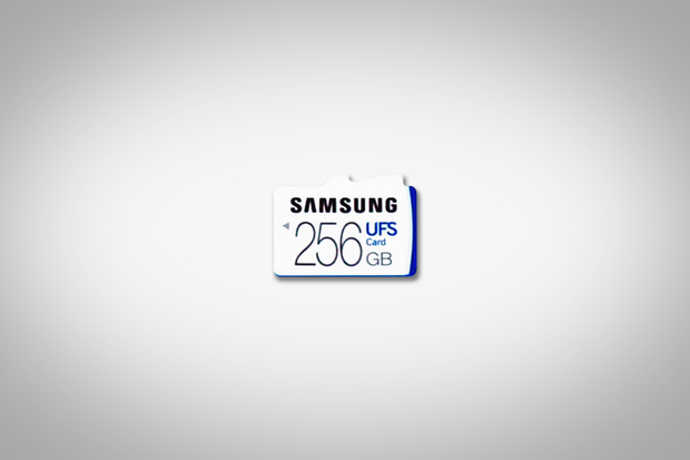 A 256GB UFS media card from Samsung